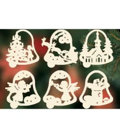 Ratags, décos de Noël lumineuses en bois 6 Clochettes De Noël En Bois Avec Motifs - Set N° 19 Sale