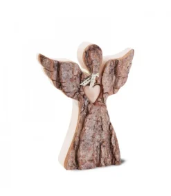 Waldfabrik, photophore en bois et étoile sapin de Noël Ange De Noël En Bois, Avec Coeur Et Echarpe, 12 Cm Clearance