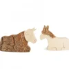 Waldfabrik, photophore en bois et étoile sapin de Noël Animaux En Bois Pour Crèche De Noël, L'Ane Et Boeuf, 6 Cm
