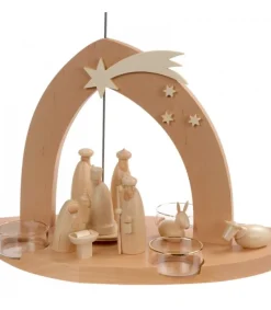 Schalling, crèche moderne Arche Pyramide Moderne De Noël En Bois D'Aulne Discount