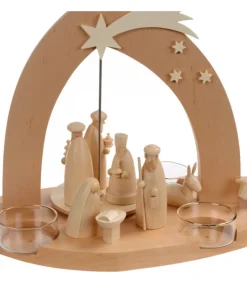 Schalling, crèche moderne Arche Pyramide Moderne De Noël En Bois D'Aulne Discount