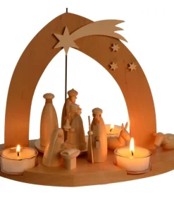 Schalling, crèche moderne Arche Pyramide Moderne De Noël En Bois D'Aulne Discount