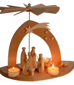 Schalling, crèche moderne Arche Pyramide Moderne De Noël En Bois D'Aulne Discount