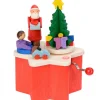 Graupner, décoration de sapin de Noël, Déco Noël enfant Boite A Musique A Manivelle Rouge, Père Noël Et Enfant New