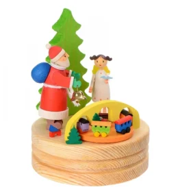 Graupner, décoration de sapin de Noël, Déco Noël enfant Boite A Musique En Bois, Père Noël Et Ange Blanc Clearance