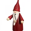 Seiffener Volkskunst Bonhomme Fumeur Père Noël Manteau Rouge Clearance
