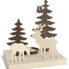 Waldfabrik, photophore en bois et étoile sapin de Noël Bougeoir De Table Décoratif, Cerf Et Biche New