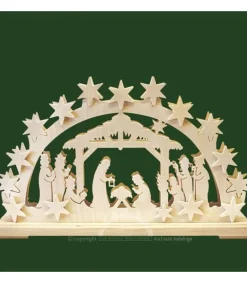 Ratags, décos de Noël lumineuses en bois Bougeoir Electrique Led Crèche Lumineuse En Bois Best