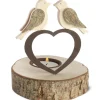 Waldfabrik, photophore en bois et étoile sapin de Noël Bougeoir En Bois, 2 Oiseaux Sur Un Coeur, 13 Cm Clearance