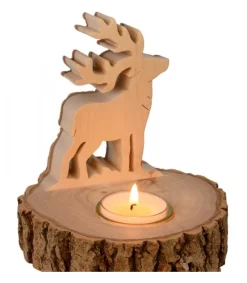 Waldfabrik, photophore en bois et étoile sapin de Noël Bougeoir En Bois Brame Du Cerf, 13 Cm Outlet