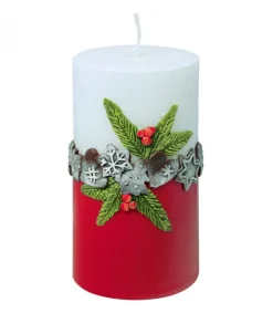 Ewa Kerzen, bougies de Noël et bougies de l'Avent Bougie Décorative De Noël, Blanc Rouge, 12 Cm