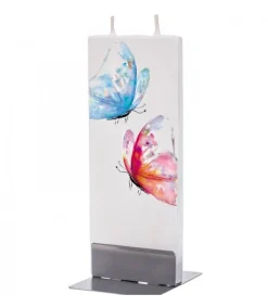 Flatyz, bougie décorative scandinave Bougie Décorative Papillons Bleu Et Rouge Sale