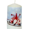 Ewa Kerzen, bougies de Noël et bougies de l'Avent Bougie De Noël Ronde Avec Des Pères Noël Sur Un Traineau New