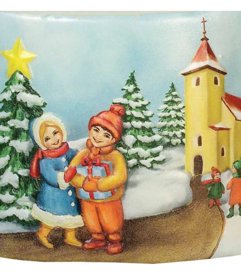 Ewa Kerzen, bougies de Noël et bougies de l'Avent Bougie De Noël Vintage Scene Enfant Et Village Best