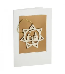 Waldfabrik, photophore en bois et étoile sapin de Noël Carte De Voeux Avec Motif Nativite New