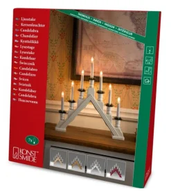 Konstsmide, guirlandes lumineuses de Noël Chandelier 7 Branches Electrique En Bois Naturel Discount