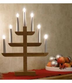 Konstsmide, guirlandes lumineuses de Noël Chandelier 7 Branches En Bois De Chene Huile, 46 Cm Sale