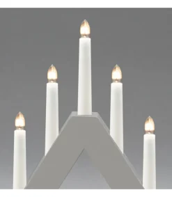 Konstsmide, guirlandes lumineuses de Noël Chandelier En Bois Scandinave, Laque Gris Mat, 7 Ampoules