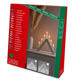 Konstsmide, guirlandes lumineuses de Noël Chandelier En Bois Scandinave, Laque Gris Mat, 7 Ampoules