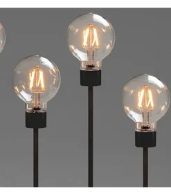 Konstsmide, guirlandes lumineuses de Noël Chandelier Led 5 Ampoules Rondes Ambrees En Metal Noir, 54 Cm