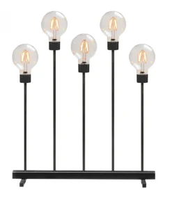 Konstsmide, guirlandes lumineuses de Noël Chandelier Led 5 Ampoules Rondes Ambrees En Metal Noir, 54 Cm