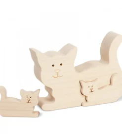 Waldfabrik, photophore en bois et étoile sapin de Noël Chat En Bois Avec Deux Chatons, 8,5 Cm Discount