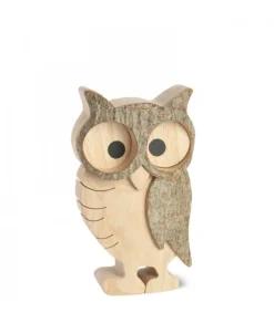 Waldfabrik, photophore en bois et étoile sapin de Noël Chouette Hulotte En Bois, 8 Cm Clearance