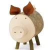 Waldfabrik, photophore en bois et étoile sapin de Noël Cochon En Bois, 7 Cm