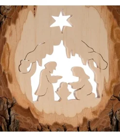 Waldfabrik, photophore en bois et étoile sapin de Noël Crèche A Poser En Ecorce De Bois, 18 Cm Hot
