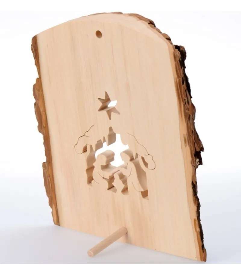 Waldfabrik, photophore en bois et étoile sapin de Noël Crèche A Poser En Ecorce De Bois, 18 Cm Hot