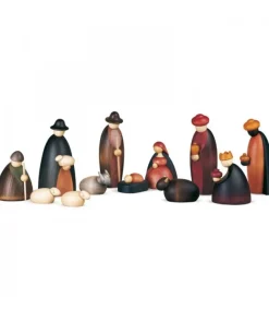 Köhler, Père Noël en bois Crèche De Noël Complete Avec 12 Personnages 17 Cm New