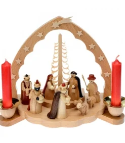 Richard Glasser, Pyramides de Noël allemandes Crèche De Noël En Bois Avec Bougeoir 18 Cm Outlet