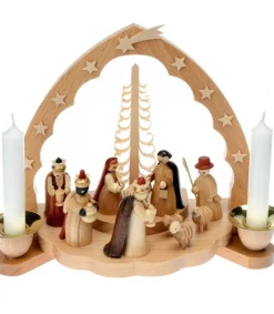 Richard Glasser, Pyramides de Noël allemandes Crèche De Noël En Bois Avec Bougeoir 18 Cm Outlet