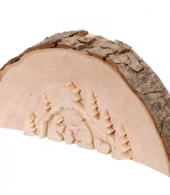 Waldfabrik, photophore en bois et étoile sapin de Noël Crèche De Noël En Relief, Taillee Dans Un Rondin De Bois, 12 Cm Best