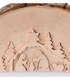 Waldfabrik, photophore en bois et étoile sapin de Noël Crèche De Noël En Relief, Taillee Dans Un Rondin De Bois, 12 Cm Best