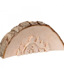 Waldfabrik, photophore en bois et étoile sapin de Noël Crèche De Noël En Relief, Taillee Dans Un Rondin De Bois, 12 Cm Best