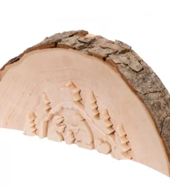 Waldfabrik, photophore en bois et étoile sapin de Noël Crèche De Noël En Relief, Taillee Dans Un Rondin De Bois, 12 Cm Best
