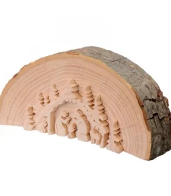 Waldfabrik, photophore en bois et étoile sapin de Noël Crèche De Noël En Relief, Taillee Dans Un Rondin De Bois, 15 Cm Discount