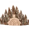 Waldfabrik, photophore en bois et étoile sapin de Noël Crèche De Noël Taillee Dans Une Ecorce De Bois, Motif Etable, 20 Cm Sale