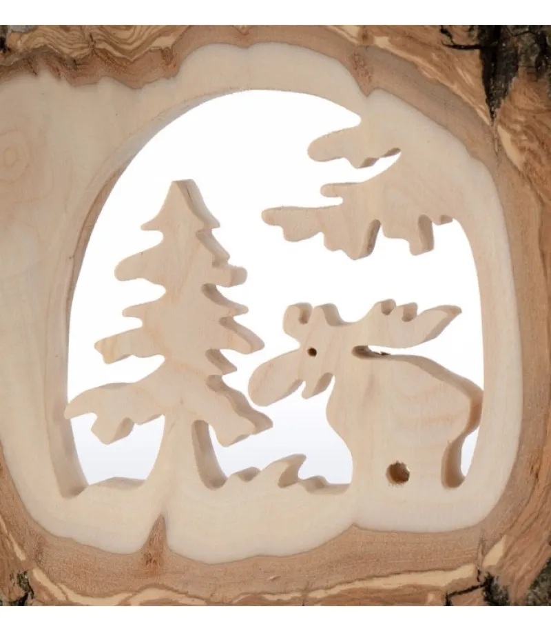 Waldfabrik, photophore en bois et étoile sapin de Noël Déco Bois En Ecorce, Motif Elan Dans La Foret, 18 Cm Discount