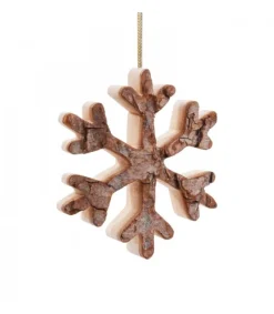 Waldfabrik, photophore en bois et étoile sapin de Noël Déco De Noël, Flocon De Neige En Bois A Suspendre, 7 Cm Outlet