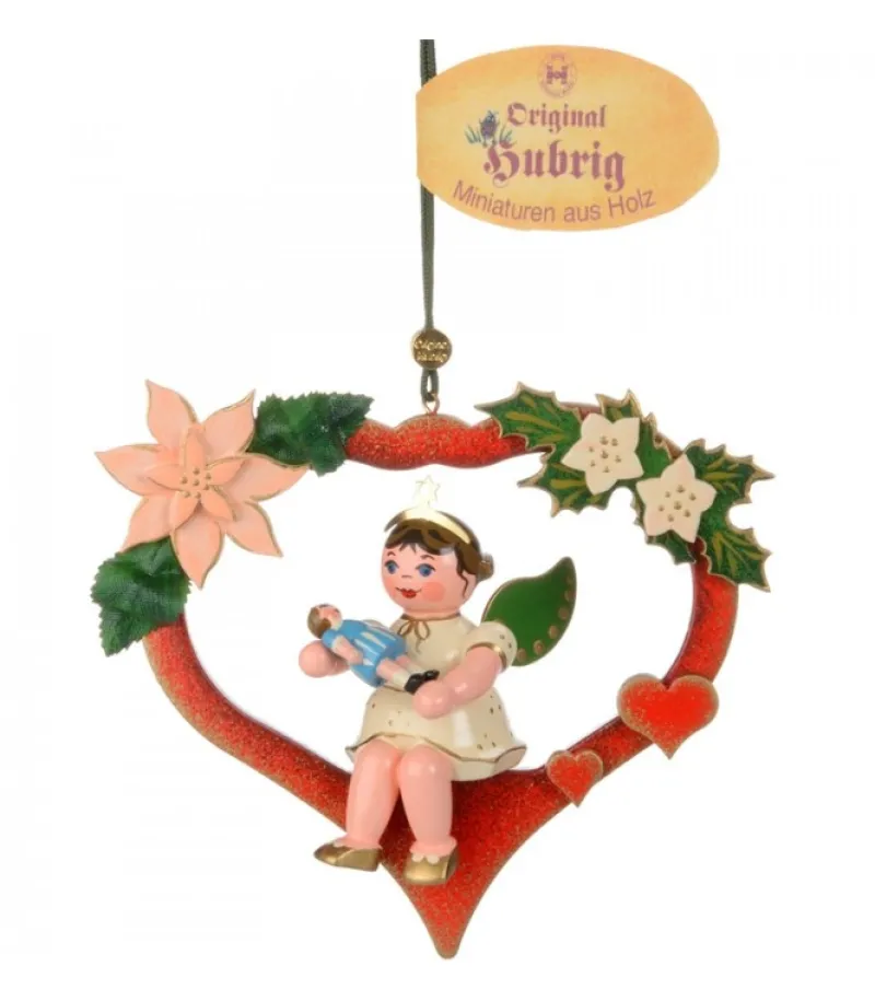 Hubrig, figurines pour enfant Décoration Sapin De Noël, Ange Dans Un Coeur Rouge Clearance