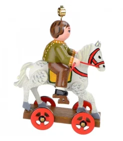 Hubrig, figurines pour enfant Décoration Sapin De Noël Vintage, Enfant Sur Un Cheval De Bois, Sale