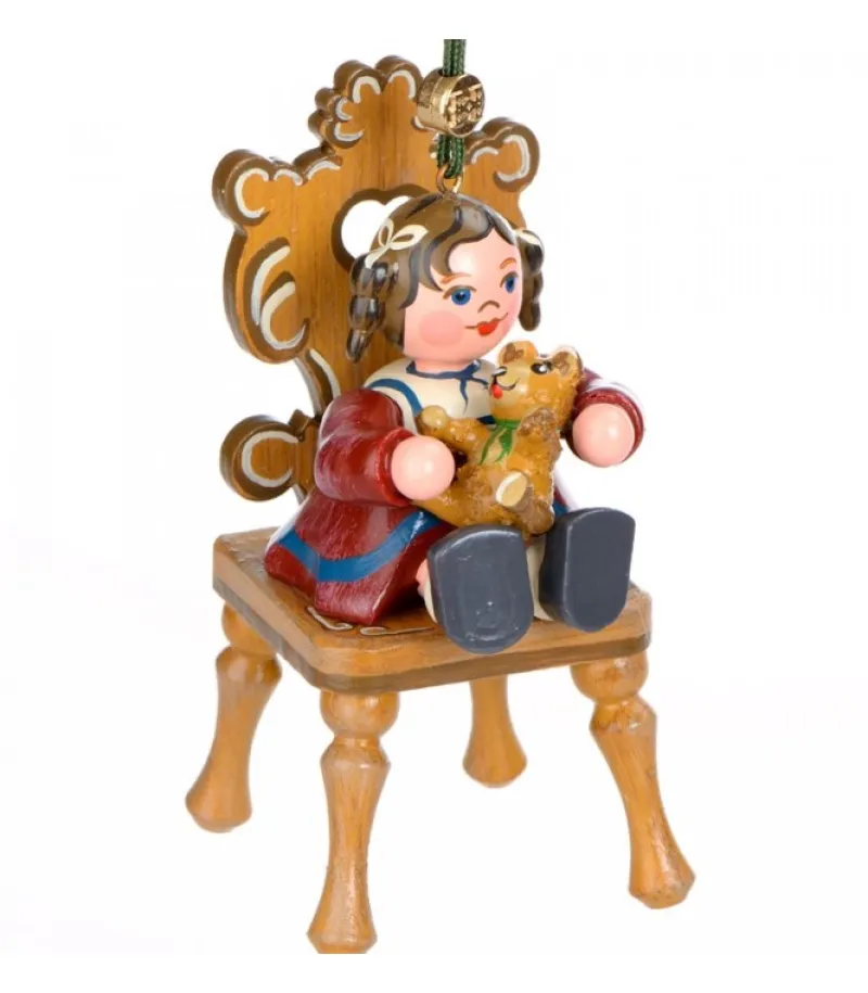 Hubrig, figurines pour enfant Décoration Sapin De Noël Vintage, Figurine Fillette Et Ourson New