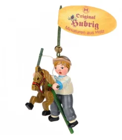 Hubrig, figurines pour enfant Décoration Sapin De Noël Vintage, Petit Garcon Sur Un Cheval En Bois Discount