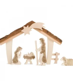 Waldfabrik, photophore en bois et étoile sapin de Noël Etable De Bethleem Avec Figurines En Ecorce, 12,5 Cm Online
