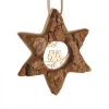 Waldfabrik, photophore en bois et étoile sapin de Noël Etoile En Bois, Motif Cisele Hiboux, 7 Cm New