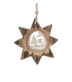 Waldfabrik, photophore en bois et étoile sapin de Noël Etoile En Bois, Motif Cisele Elan, 10 Cm Discount