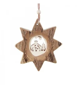 Waldfabrik, photophore en bois et étoile sapin de Noël Etoile En Bois, Motif Cisele Crèche Et Etoile, 10 Cm Sale
