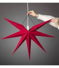 Konstsmide, guirlandes lumineuses de Noël Etoile Lumineuse 7 Branches En Papier Velours Rouge A Suspendre, 60 Cm New